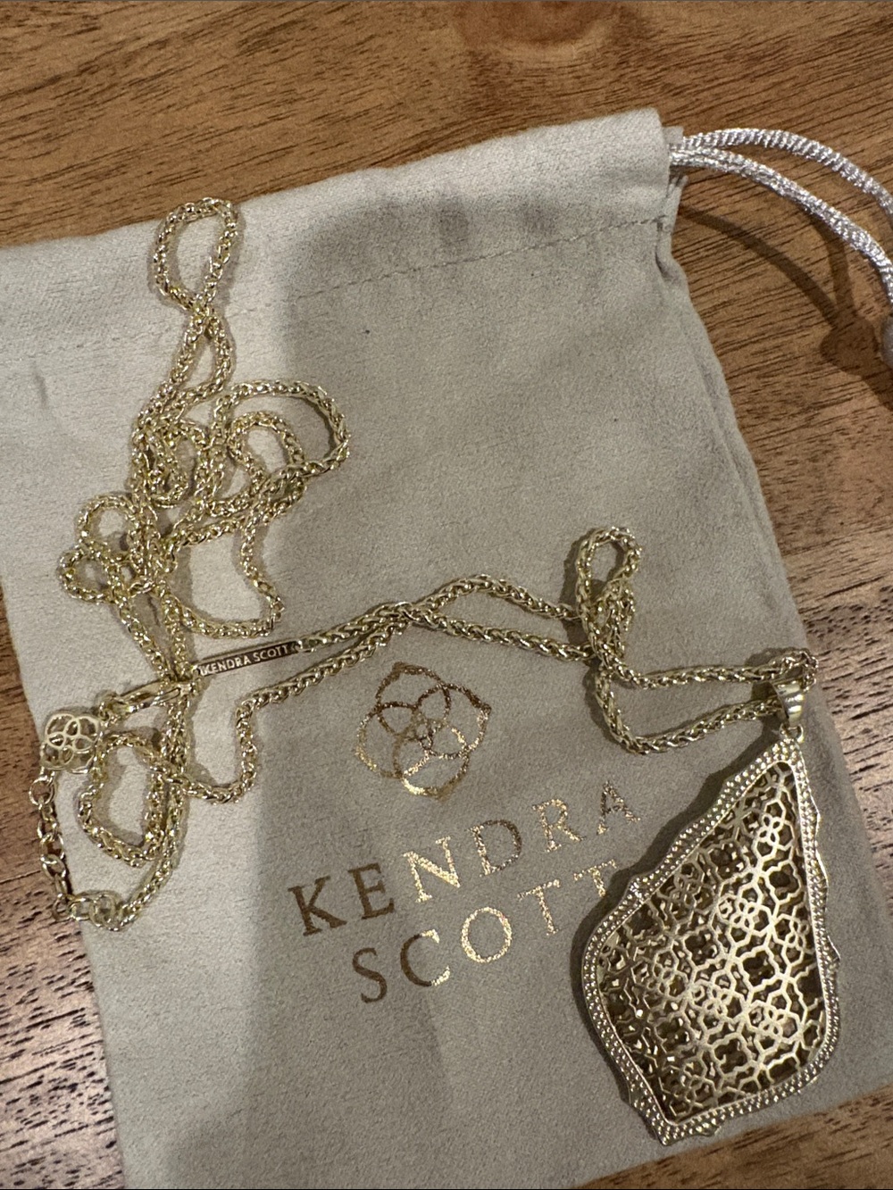 Kendra Scott Gold Filigree Mini Bag Pendant Necklace